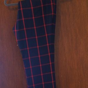 Navy and Red Plaid Trousers by The Limited